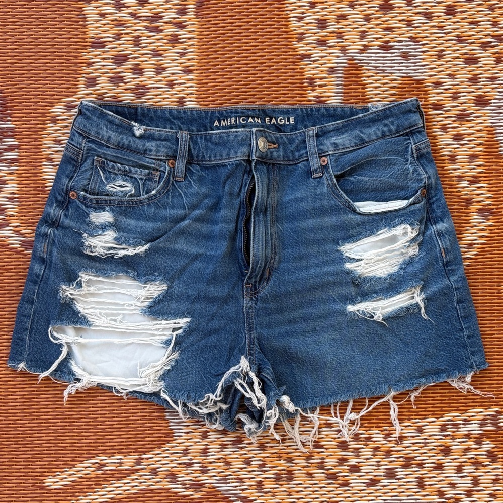 American Eagle Outfitters Ripped Blue Denim Cutoff Shorts